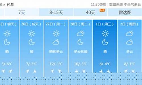 山西代县天气预报15天查询_代县天气预报七天